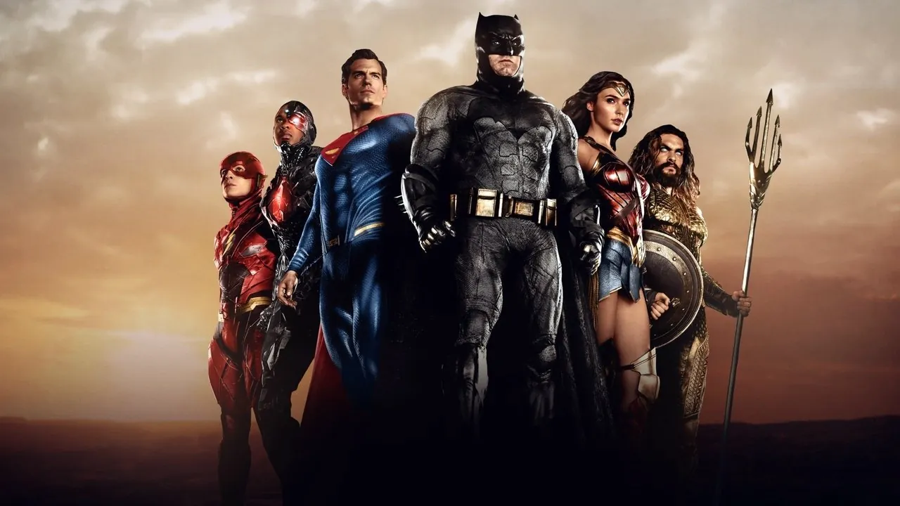 The League assembles at sunset in official art from Zack Snyder's cut of Justice League