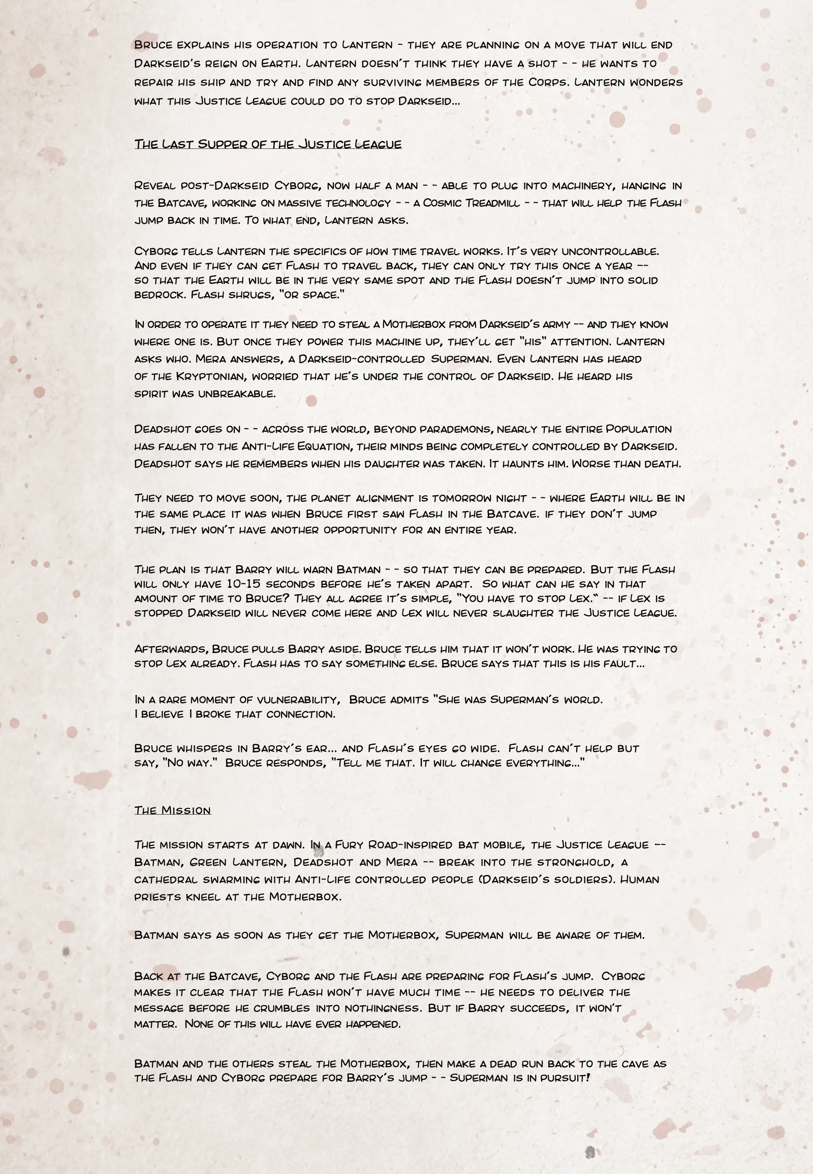 Pizarra 8: La Última Cena de la Liga de la Justicia / La Misión